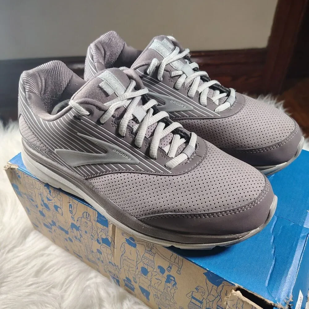 Brooks Women's Sz 8W (D) Addiction Walker WLK Gray Sneakers Shoes Walking